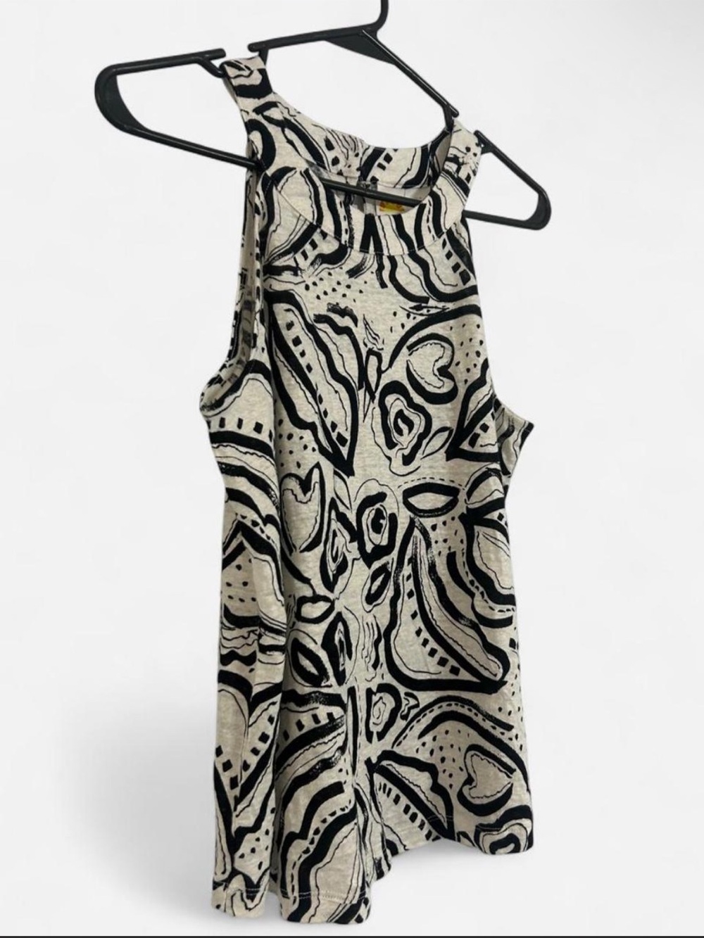 C&C California Black and Cream Abstract Racerback Tank